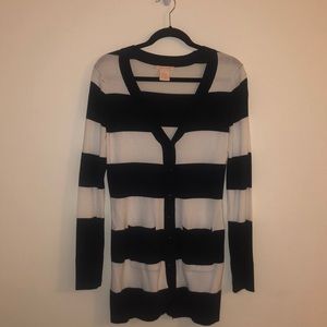 Sweet Romeo Black and White Striped Cardigan